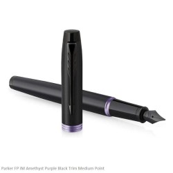 Parker IM Amethyst Purple Black Trim Fountain Pen Medium Point