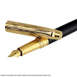 Parker Aster Black and Gold Essential Gold Trim FP