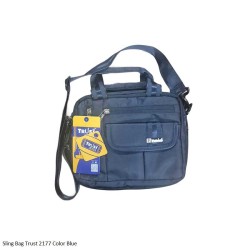 Sling Bag Trust 2177 Color Black, Blue and Grey