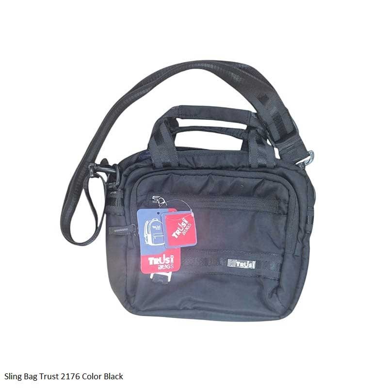 Sling Bag Trust 2176 Color Black, Blue and Grey