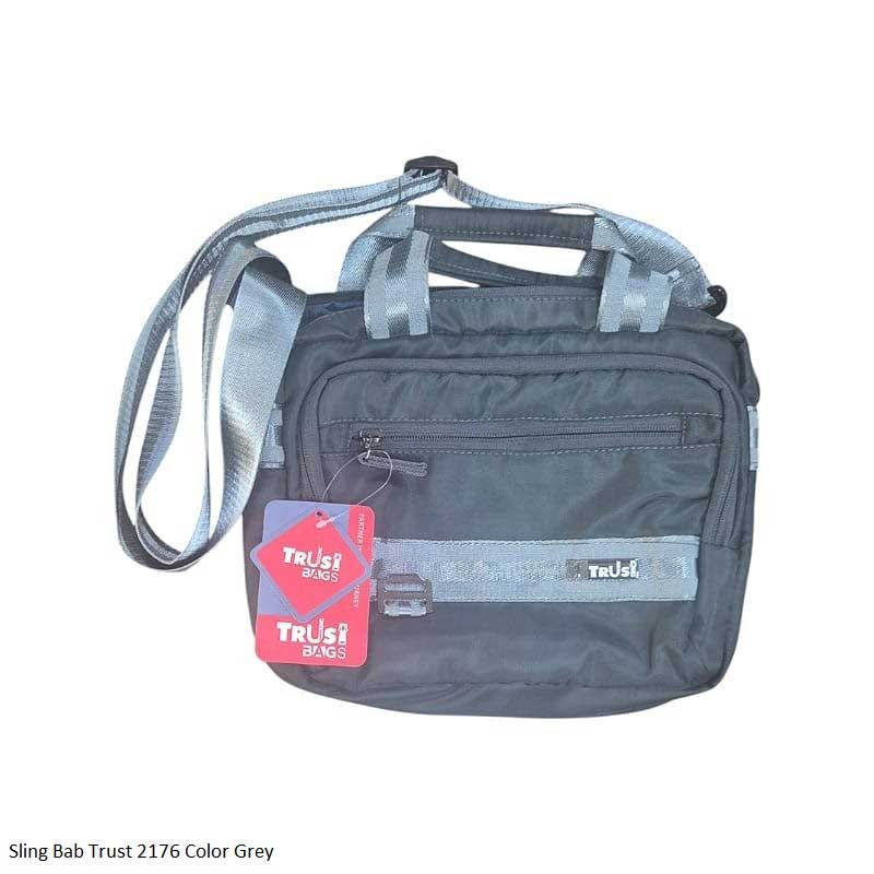 Sling Bag Trust 2176 Color Black, Blue and Grey