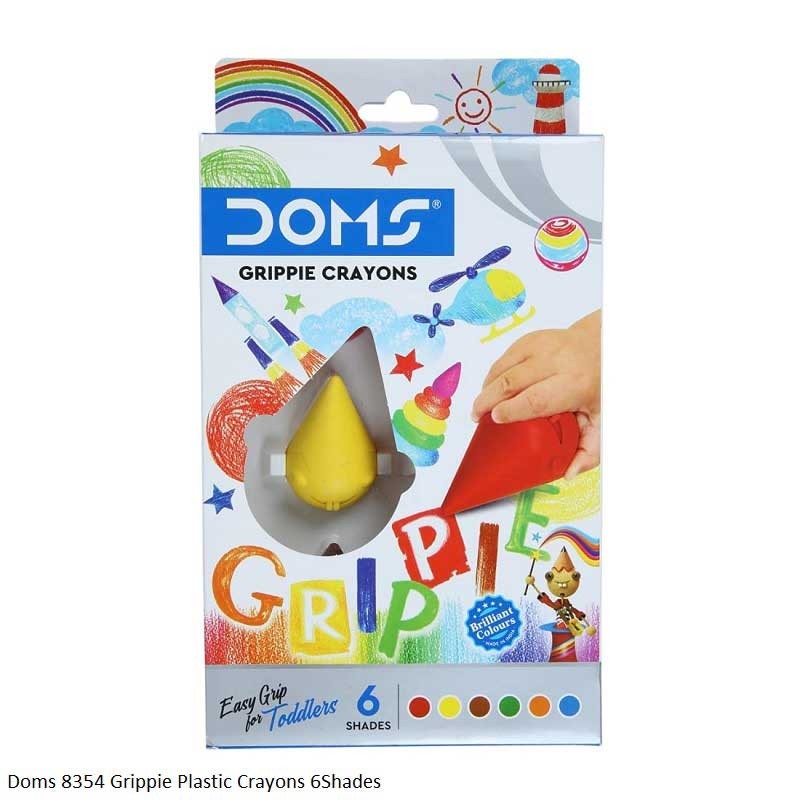 Doms 8354 Grippie Plastic Crayons 6Shades