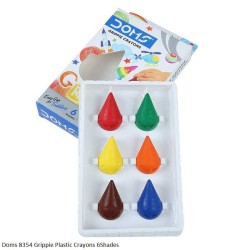 Doms 8354 Grippie Plastic Crayons 6Shades