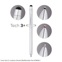 Cross Tech 3+ Lustrous Chrome Multifunction Pen AT0090-1