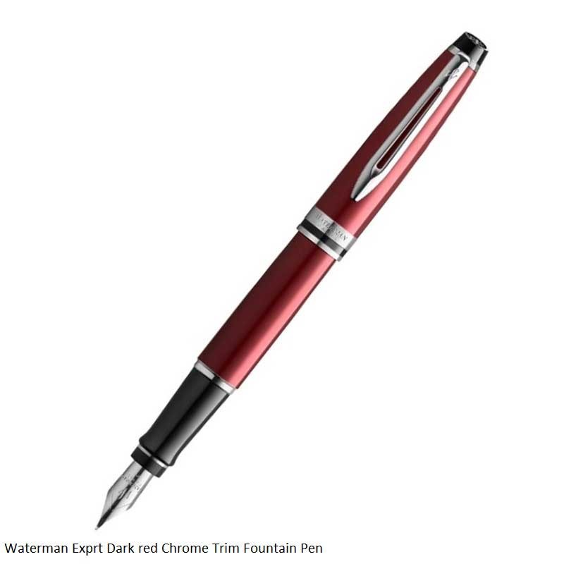 Waterman Expert Dark red Chrome Trim Fountain Pen Point Medium