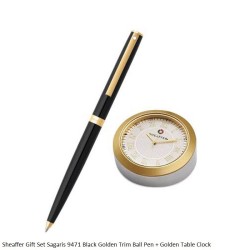 Sheaffer Sagaris 9471-K Shiny Black Golden Trim with Table Clock