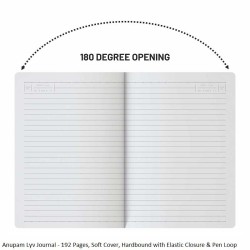 Anupam Lyv Journal - 192 Pages, Soft Cover, Hardbound with Elastic Closure & Pen Loop - Size A5
