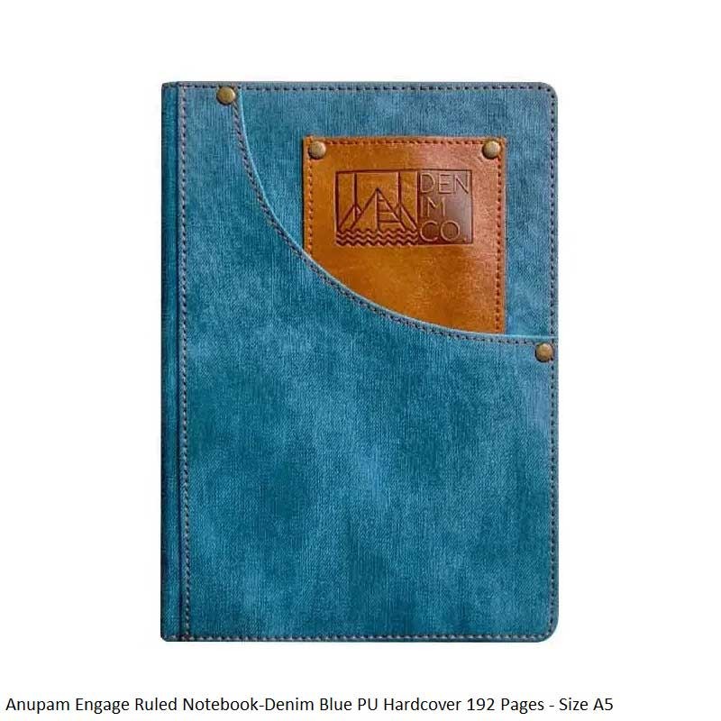 Anupam Engage Ruled Notebook-Denim Blue PU Hardcover 192 Pages - Size A5