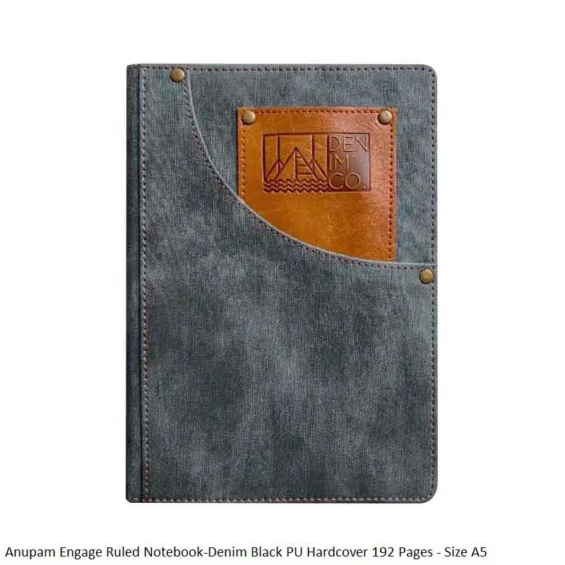 Anupam Engage Ruled Notebook-Denim Black PU Hardcover 192 Pages - Size A5