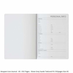Anupam Icon Journal - A5 -192 Pages - Stone Grey Suede Textured PU with Custom Metallic ICON Design