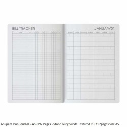 Anupam Icon Journal - A5 -192 Pages - Stone Grey Suede Textured PU with Custom Metallic ICON Design
