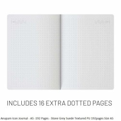 Anupam Icon Journal - A5 -192 Pages - Stone Grey Suede Textured PU with Custom Metallic ICON Design