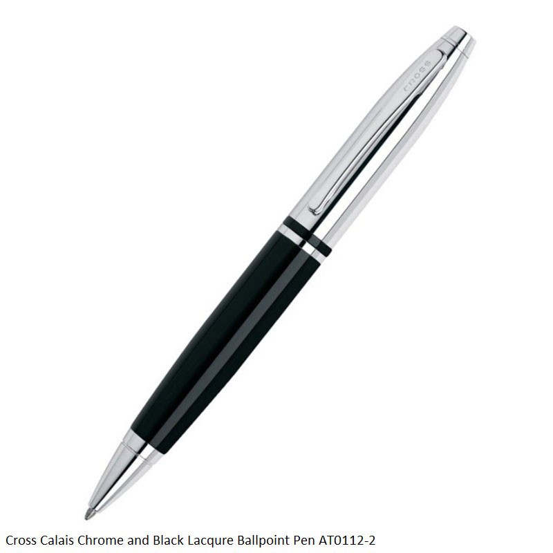 Cross Calais Chrome & Black Lacquer Ballpoint Pen AT0112-2