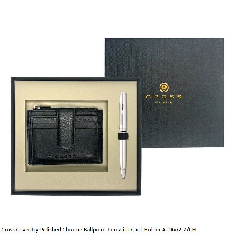 Cross Coventry Polished Chrome Ballpoint Pen with Card Holder AT0662-7/CH
