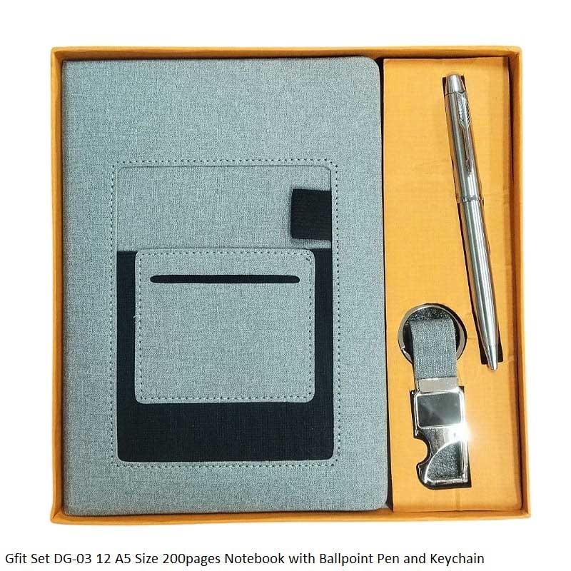 Gfit Set DG-03 12 A5 Size 200pages Notebook with Ballpoint Pen and Keychain