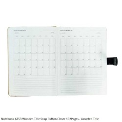 Notebook AT53 Wooden Title Snap Button Closer 192Pages - Assorted Title