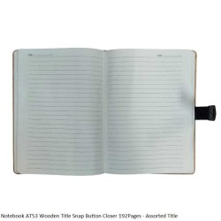 Notebook AT53 Wooden Title Snap Button Closer 192Pages - Assorted Title