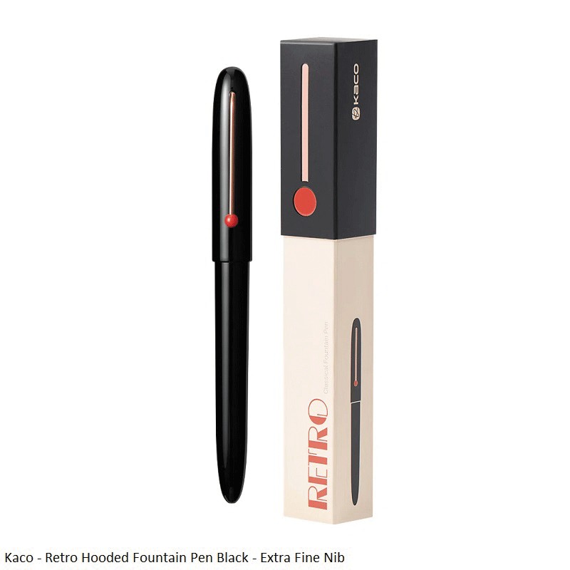Kaco - Retro Hooded Fountain Pen Black - Extra Fine Nib