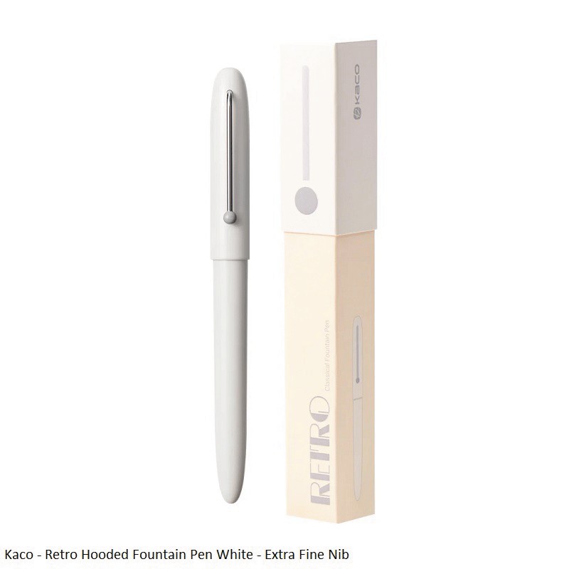 Kaco - Retro Hooded Fountain Pen White - Extra Fine Nib