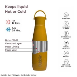 Dubblin Kiwi 700 Water Bottle Yellow 700ml Capacity