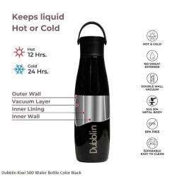 Dubblin Kiwi 500 Water Bottle Black 500ml Capacity