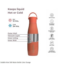 Dubblin Kiwi 500 Water Bottle Orange 500ml Capacity