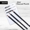Brustro Artists Charcoal Pencil Set of 4 - 3 Black Shade - Soft, Medium, Hard and 1 White - Medium