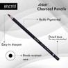 Brustro Artists Charcoal Pencil Set of 4 - 3 Black Shade - Soft, Medium, Hard and 1 White - Medium