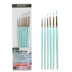 Brustro AquaBloom Artist's Paint Brushes - Round - Set of 6 Sizes - 0, 2, 4, 6, 8, 10