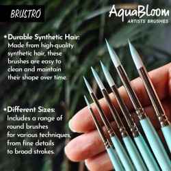 Brustro AquaBloom Artist's Paint Brushes - Round - Set of 6 Sizes - 0, 2, 4, 6, 8, 10