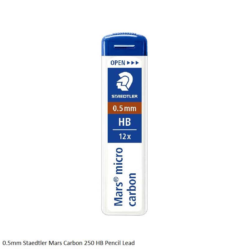 0.5mm Staedtler Mars Micro Carbon 250 HB 12 Pencil Lead Black