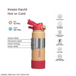 Dubblin Don 750 Water Bottle Pink 720ml Capacity