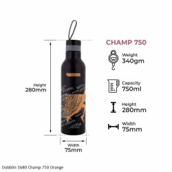Dubblin Champ 750 Water Bottle Orange 750ml Capacity