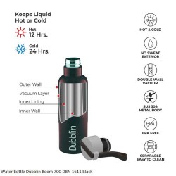 Dubblin Boom 700 Water Bottle Black 625ml Capacity