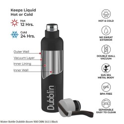 Dubblin Boom 1000 Water Bottle Black 900ml Capacity