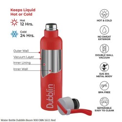 Dubblin Boom 1000 Water Bottle Red 900ml Capacity