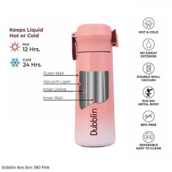 Dubblin Bon Bon 380 Water Bottle Pink 380ml Capacity