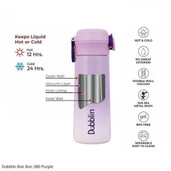 Dubblin Bon Bon 380 Water Bottle Purple 380ml Capacity