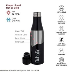 Dubblin Vintage 500 Water Bottle Black Capacity 500ml