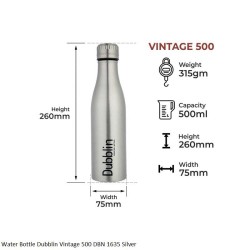 Dubblin Vintage 500 Water Bottle Silver Capacity 500ml