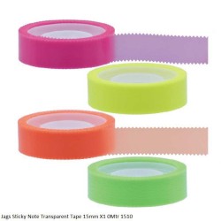 Jags Sticky Note Transparent Tape 15mm X10Mtr 1510 Assorted Color