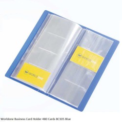 Worldone Business Card Holder 480 Cards BC105 Assorted 3 Color
