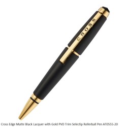 Cross Edge Matte Black Lacquer with Gold PVD Trim Selectip Rollerball Pen AT0555-20