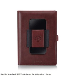 Sheaffer Superbook 12000mAh Power Bank Organizer - Brown