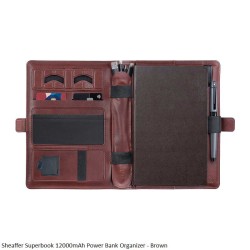 Sheaffer Superbook 12000mAh Power Bank Organizer - Brown