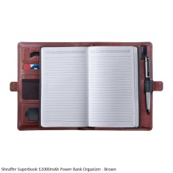 Sheaffer Superbook 12000mAh Power Bank Organizer - Brown