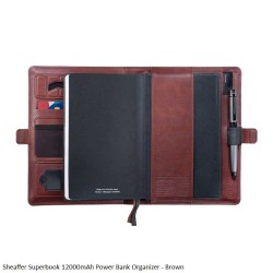 Sheaffer Superbook 12000mAh Power Bank Organizer - Brown