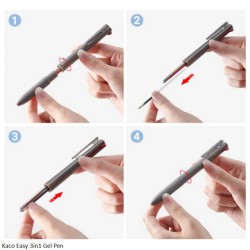 Kaco Easy 3in1 Multifunction Pen Black and Red Gel Pen and 0.5mm Mechanical Pencil