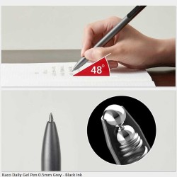 Kaco Daily Gel 0.5 Black Ink Pen - Grey Body