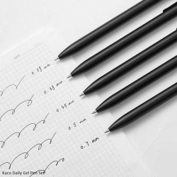 Kaco Daily Gel Pen, Pack of 5, Ink Black, 5 Different Points